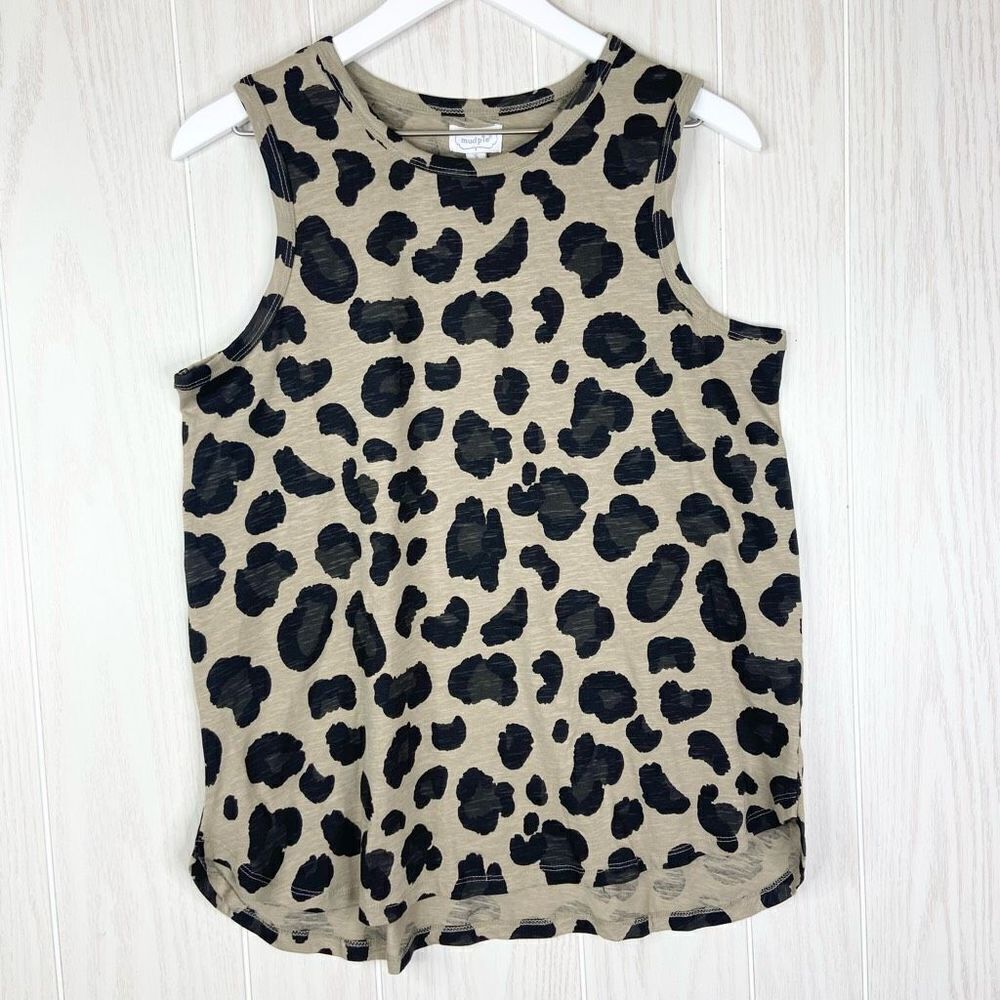 Mud Pie Women's Tan And Black Sleeveless Leopard Effie Tank Size S NWT